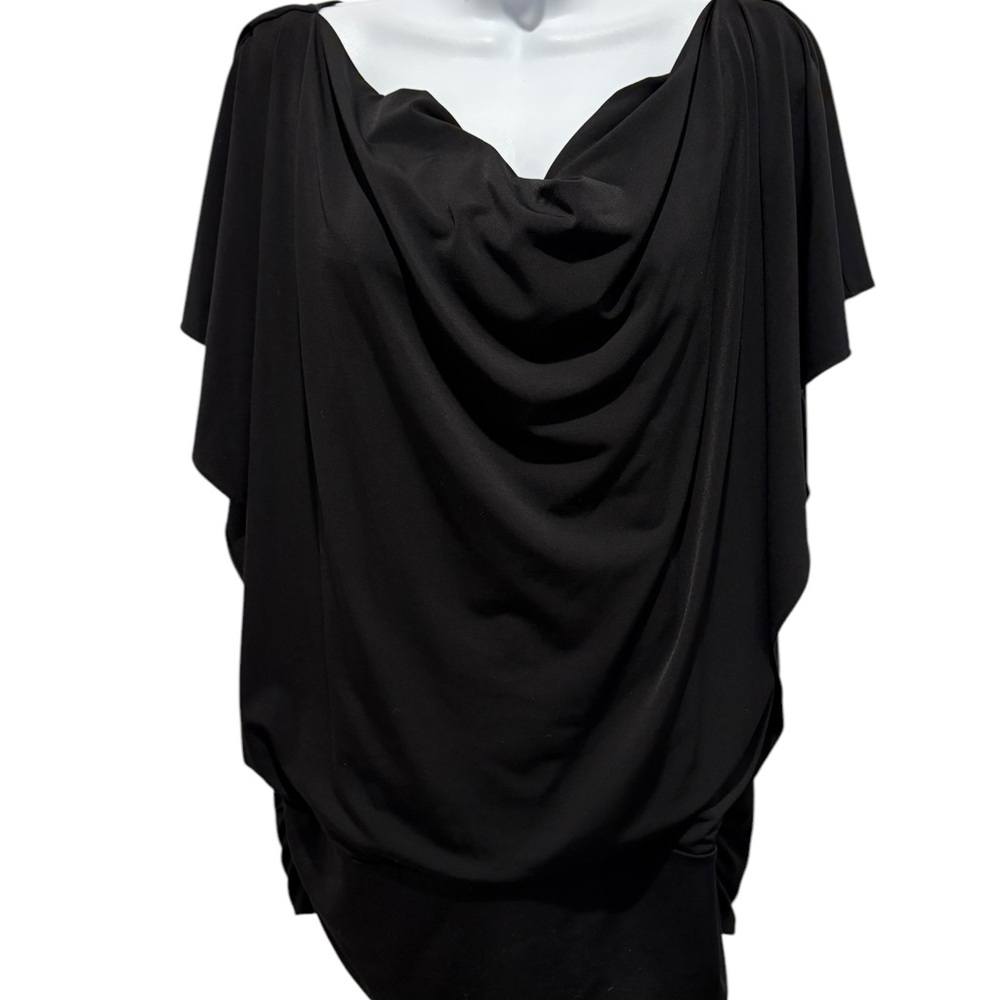 KELLY & DIANE Women’s Black Drape Blouse Stretchy Size XL
